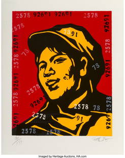 Wang Guangyi (b. 1957) Belief Girl No. 6, 2006 L: Wang Guangyi (b. 1957) Belief Girl No. 6, 2006 Lithograph in colors on paper 24-3/4 x 19-3/4 inches (62.9 x 50.2 cm) (sheet) Ed. 191/199 Signed and numbered in pencil along lower edge Published by