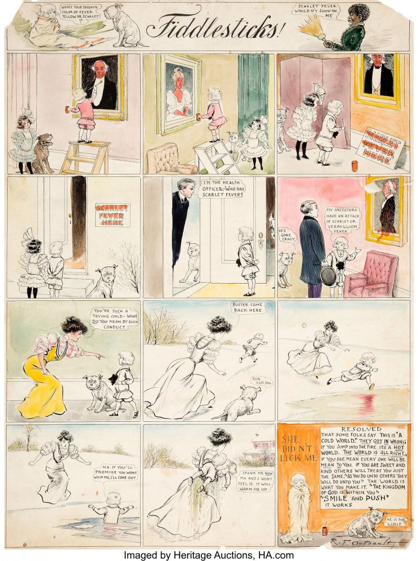 Richard F. Outcault Buster Brown Sunday Comic St: Richard F. Outcault Buster Brown Sunday Comic Strip Original Art (c. 1903-20). This Sunday shows the dark comedy often employed in this strip, and it rings particularly loudly over a hundred years lat