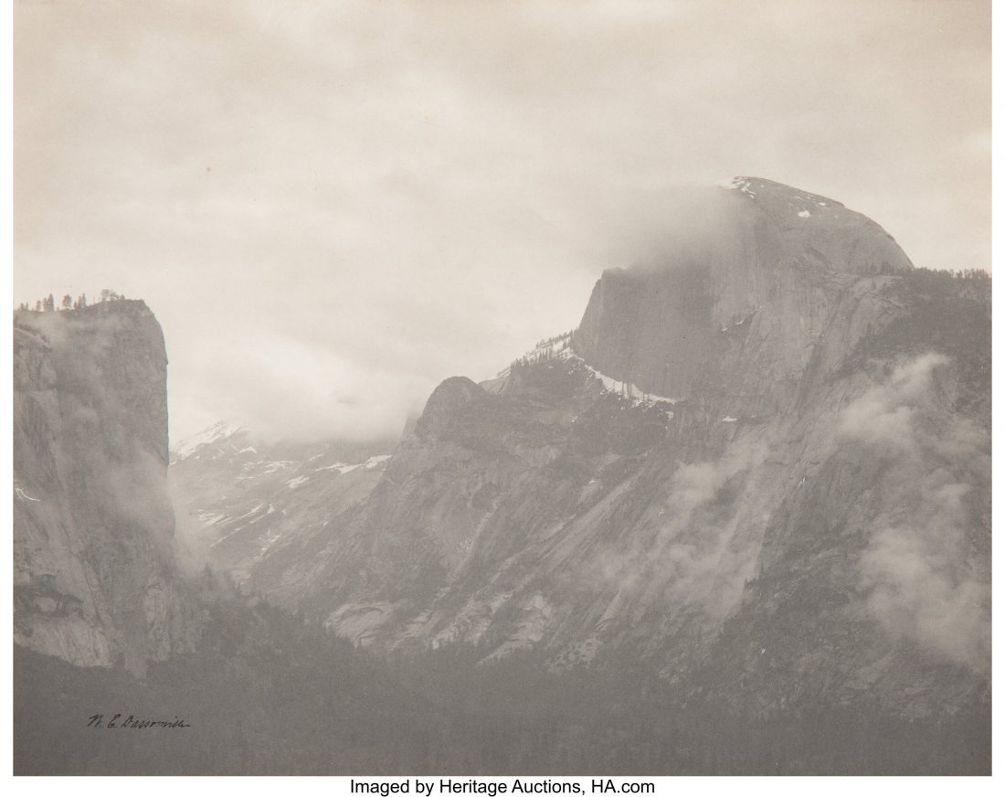 William Edward Dassonville (American, 1879-1957): William Edward Dassonville (American, 1879-1957) Yosemite Valley and Half Dome, circa 1906 Platinum 7-5/8 x 9-1/2 inches (19.4 x 24.1 cm) Signed in the negative. Inscribed W.B.B. in ink by an unknown 