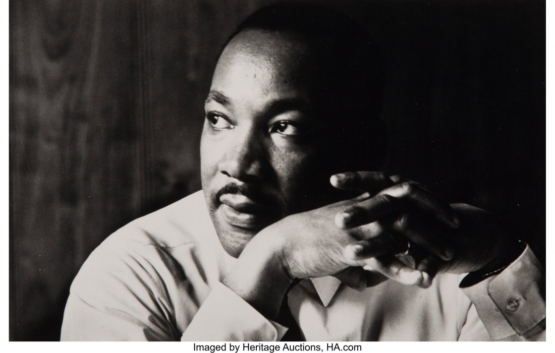 Flip Schulke (American, 1930-2008) Dr. Martin Lu: Flip Schulke (American, 1930-2008) Dr. Martin Luther King, Jr. after his "I Have a Dream" speech, 1963 Gelatin silver, printed 1998 7-5/8 x 11-7/8 inches (19.4 x 30.2 cm) Signed in pencil, with photog