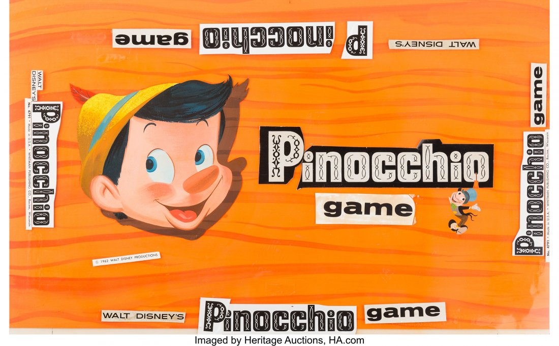 Pinocchio Board Game Box Cover Original Art (Wal (1 of 1)