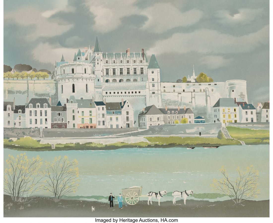 Michel Delacroix (French, b. 1933) Amboise, 1987: Michel Delacroix (French, b. 1933) Amboise, 1987 Lithograph in colors on Japon paper 24-3/4 x 31-1/2 inches (62.9 x 80 cm) (sheet) LXII/CL Signed and numbered in pencil along lower edge HID03101062020