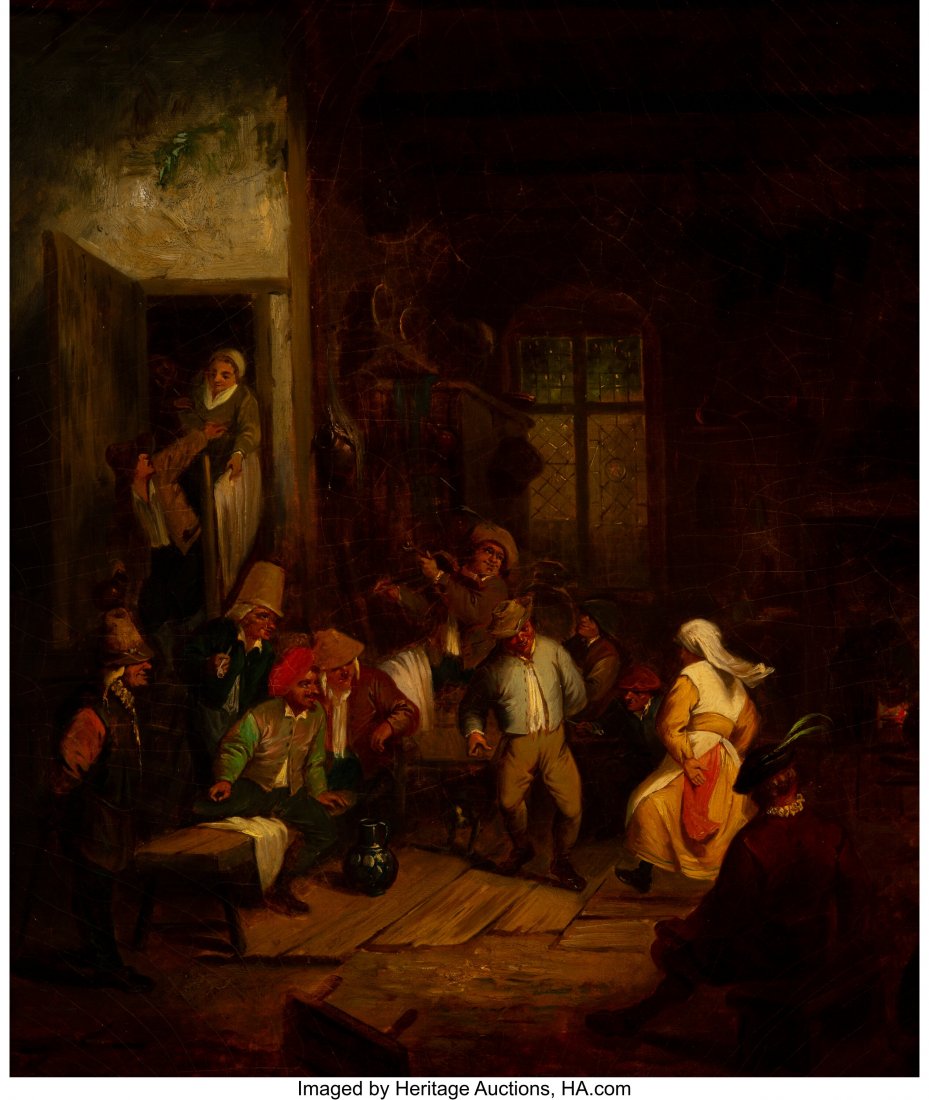 Follower of Adriaen van Ostade (Dutch, 1610-1685: Follower of Adriaen van Ostade (Dutch, 1610-1685) Merrymakers Oil on canvas 25-5/8 x 21-1/4 inches (65.1 x 54.0 cm) HID03101062020 © 2020 Heritage Auctions | All Rights Reserved