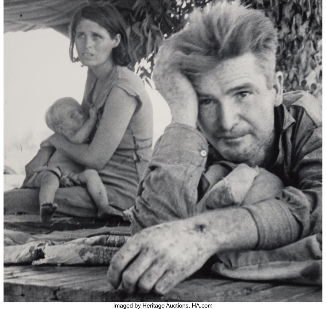 Dorothea Lange (American, 1895-1965) Drought ref: Dorothea Lange (American, 1895-1965) Drought refugees from Oklahoma camping by the roadside, Blythe, California, 1936 Gelatin silver, printed 1981 7-1/4 x 7-5/8 inches (18.4 x 19.4 cm) Library of Cong