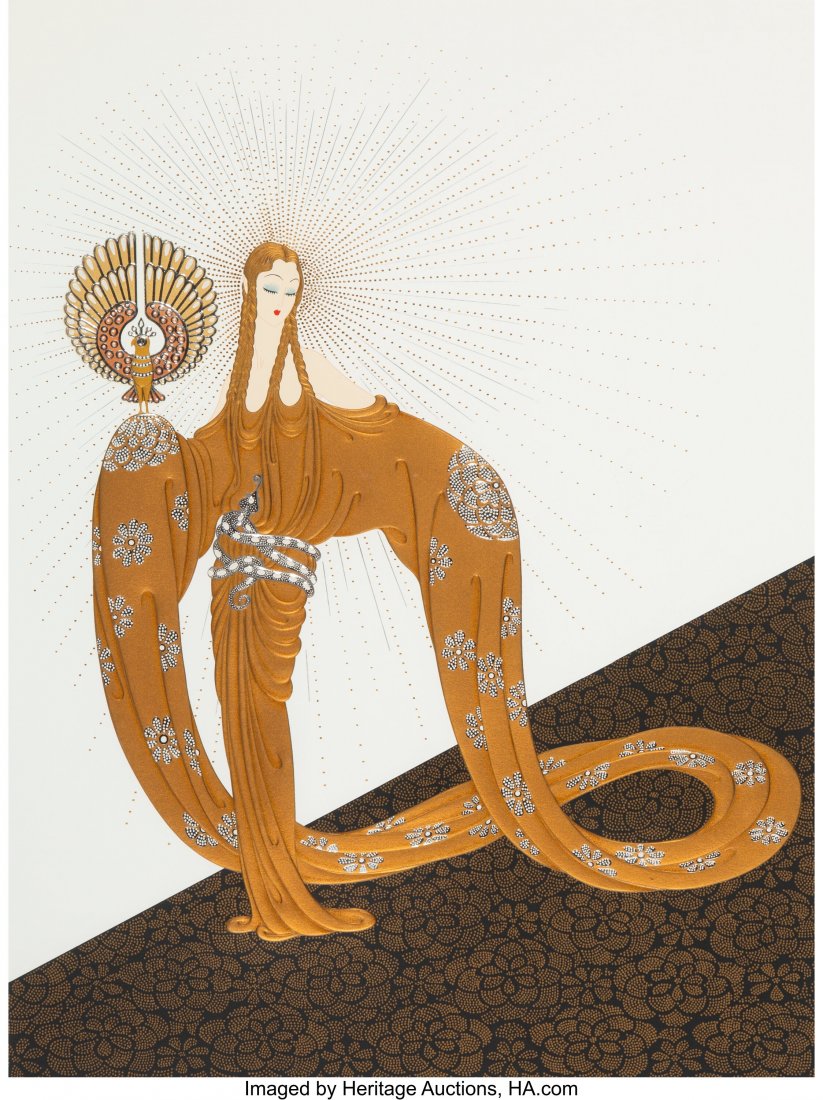 Erté (Romain de Tirtoff) (Russian/French,: Erté (Romain de Tirtoff) (Russian/French, 1892-1990) Wisdom, 1985 Embossed serigraph in colors with foil on paper 30-1/2 x 24-1/4 inches (77.5 x 61.6 cm) (sight) Ed. AP 51/75 Signed and numbere