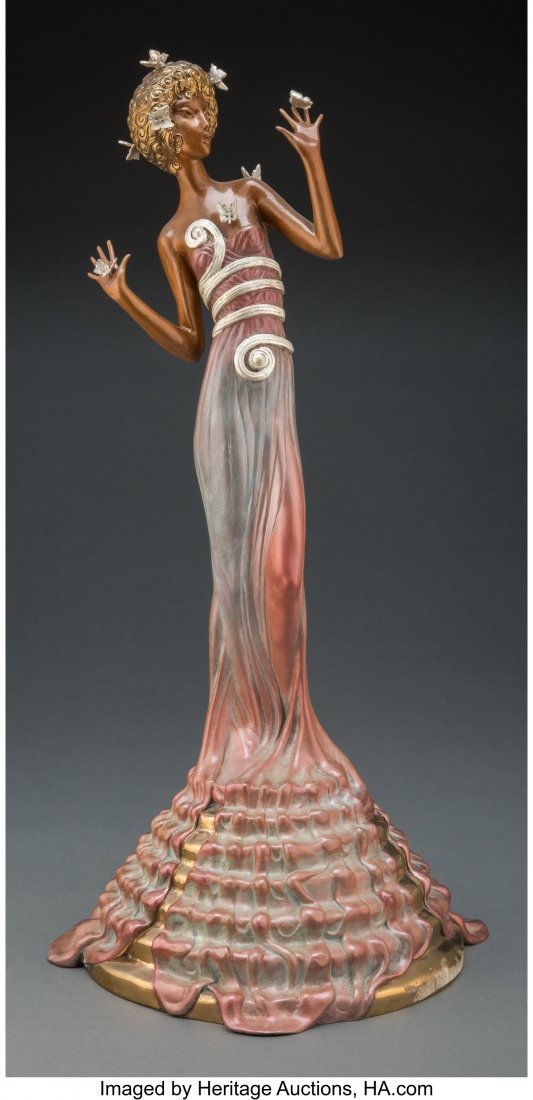 Erté (Romain de Tirtoff) (Russian/French,: Erté (Romain de Tirtoff) (Russian/French, 1892-1990) Fantasia, 1987 Cold painted and partial gilt bronze 20-1/2 inches (52.1 cm) Ed. 220/375 Signed Erté Impressed © 1987, CHALK &