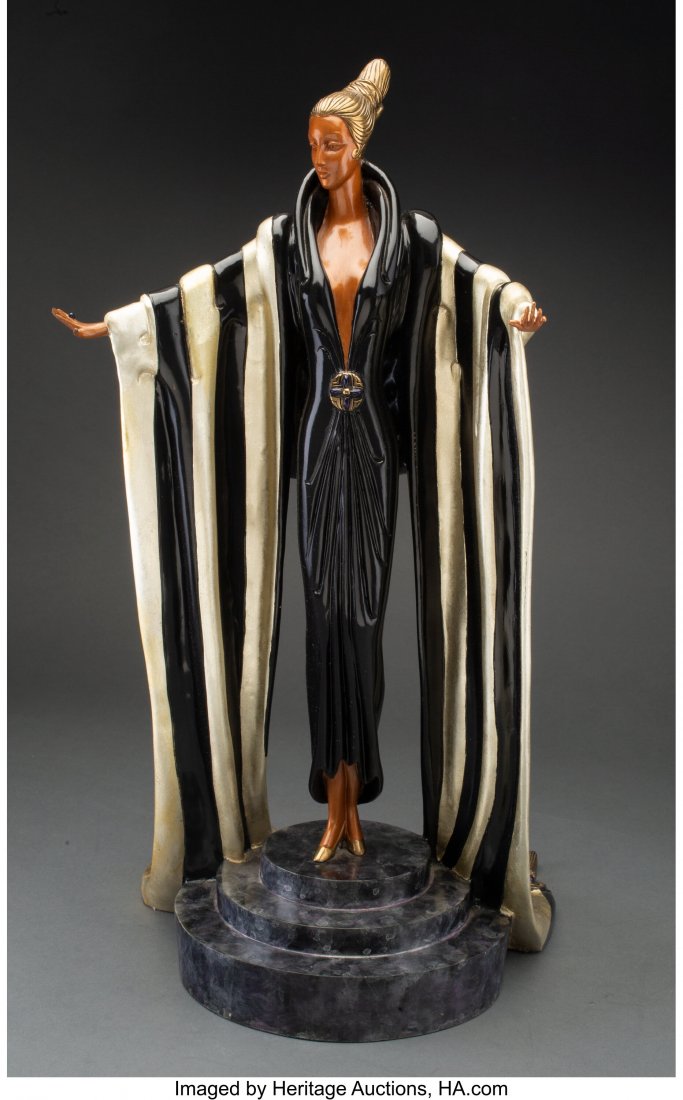 Erté (Romain de Tirtoff) (Russian/French,: Erté (Romain de Tirtoff) (Russian/French, 1892-1990) Monaco, 1990 Cold painted and partial gilt bronze 21 inches (53.3 cm) Ed. 35/50 Signed Erté Impressed ©1990, CHALK & VERMILI