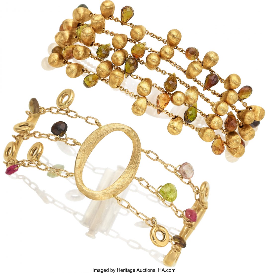Multi-Colored Tourmaline, Gold Bracelets  Stones (1 of 2)