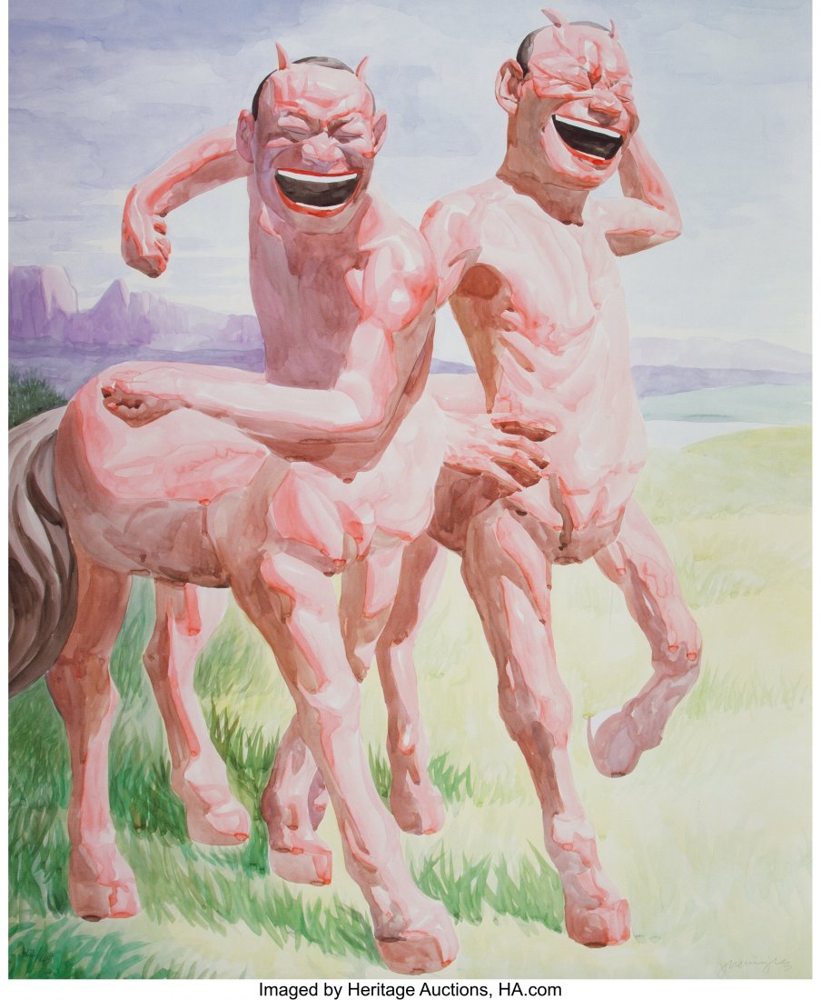 Yue Minjun (b. 1962) Smile-ism No. 11, 2006 Lith: Yue Minjun (b. 1962) Smile-ism No. 11, 2006 Lithograph in colors on wove paper 43-1/4 x 35 inches (109.9 x 88.9 cm) (sheet) Ed. 42/45 Signed and numbered in pencil along lower edge HID03101062020 &cop
