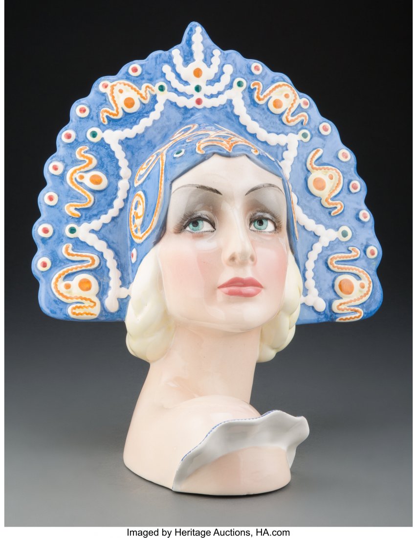 Sandro Vacchetti for Lenci Essevi Earthenware He: Sandro Vacchetti for Lenci Essevi Earthenware Head of a Woman, circa 1925 Marks: 7.203, ESSEVI, ITALIA, TORINO, MOD. DI. S. VACCHETTI, LU 13 x 11-1/2 x 9-3/4 inches (33.0 x 29.2 x 24.8 cm) HID03101062