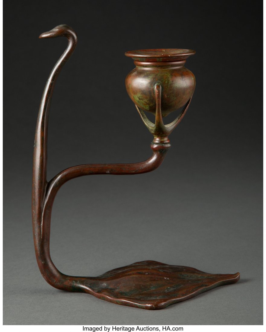 Tiffany Studios Bronze Cobra Candlestick, circa : Tiffany Studios Bronze Cobra Candlestick, circa 1910 Marks: TIFFANY STUDIOS, NEW YORK, 1203, (encircled TS) 8 inches (20.3 cm) HID03101062020 © 2020 Heritage Auctions | All Rights Reserved