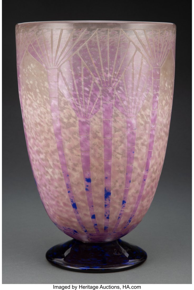 Schneider Le Verre Français Overlaid, Aci: Schneider Le Verre Français Overlaid, Acid-Etched, and Wheel-Carved Glass Vase, circa 1920 Marks: Charder, Le Verre Français 12-1/4 inches (31.1 cm) HID03101062020 © 2020 Heritage A
