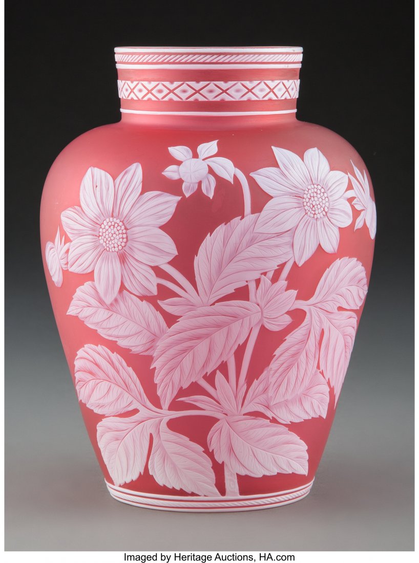 Thomas Webb & Sons Cameo Glass Vase Attributed t: Thomas Webb & Sons Cameo Glass Vase Attributed to the Woodall Team, circa 1900 8 inches (20.3 cm) PROVENANCE: Collection of Florence Birks; Gifted to Birks Museum, Millikin University, Decatur, Il