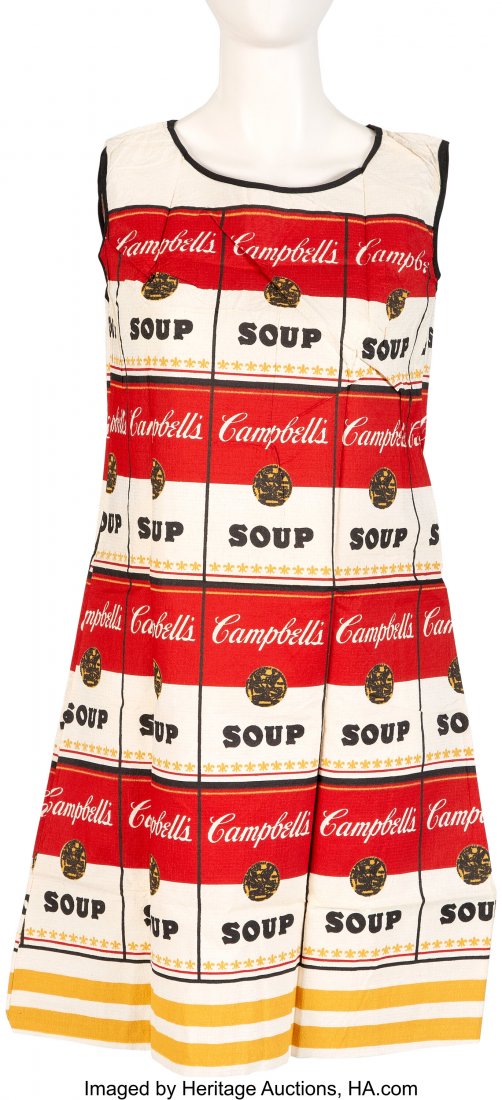 Andy Warhol Design Campbell's Soup "Souper" Dres: Andy Warhol Design Campbell's Soup "Souper" Dress (mid-1960s). A dress that uses the "Soup Cans" design from the pop art icon. Made of 80 percent cellulose and 20 percent cotton by the Campbell Soup C