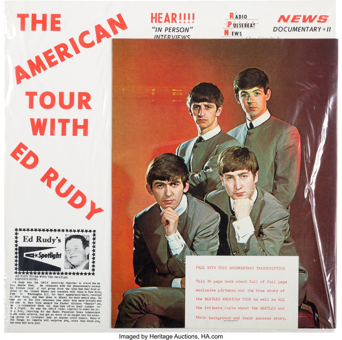 The Beatles American Tour With Ed Rudy LP Plus B: The Beatles American Tour With Ed Rudy LP Plus Bonus Magazine Still Sealed (Radio Pulsebeat News,1964). This amazing lot is from Ed Rudy's estate. An original first pressing documentary #2 (a.k.a.) "A