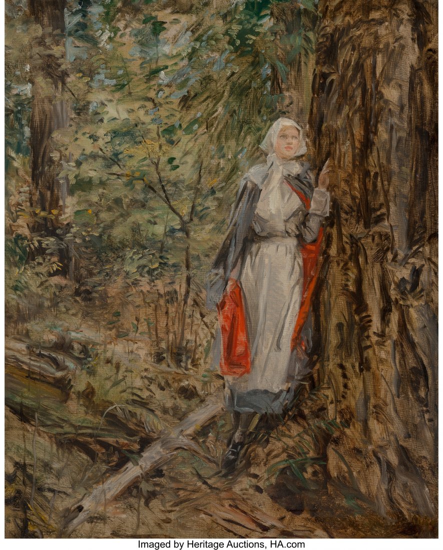 Attributed to Howard Chandler Christy (American,: Attributed to Howard Chandler Christy (American, 1872-1952) Caroline in the Woods Oil on canvas 30 x 24 inches (76.2 x 61.0 cm) Bears signature lower right PROVENANCE: The artist; Private collection, 
