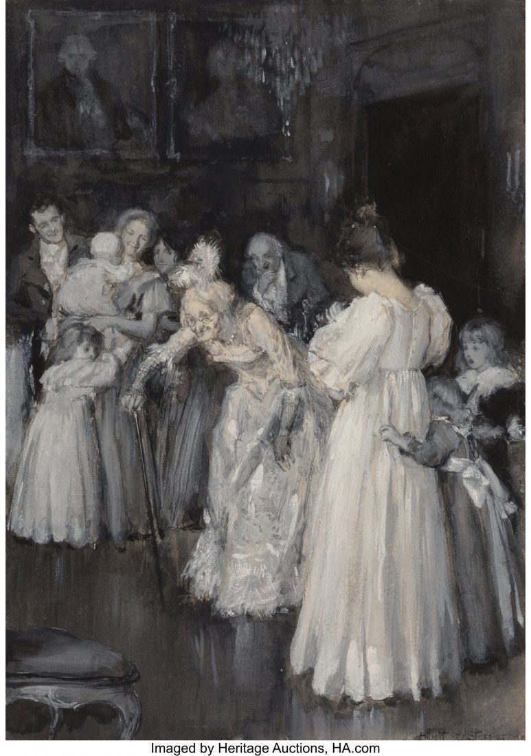 Albert Edward Sterner (American, 1863-1946) Cous: Albert Edward Sterner (American, 1863-1946) Cousin Lucrece, St. Nicholas magazine interior illustration, December 1893 Gouache on card laid on board 14-3/4 x 10-3/8 inches (37.5 x 26.4 cm) (image) Sig