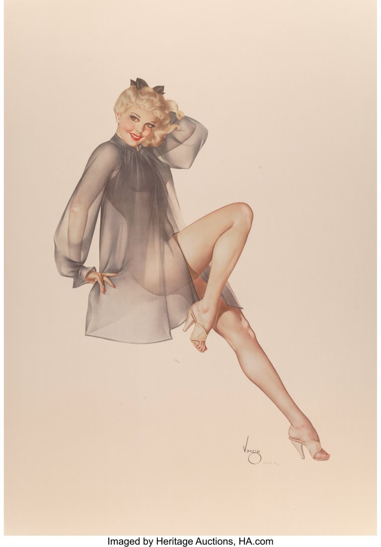 Alberto Vargas (Peruvian/American, 1896-1982) Sl: Alberto Vargas (Peruvian/American, 1896-1982) Sleepy Time Gal, 1987 Lithograph in colors on Arches paper 37 x 26 inches (94.0 x 66.0 cm) (sheet) Ed. 44/50 Numbered in pencil lower right, with publishe