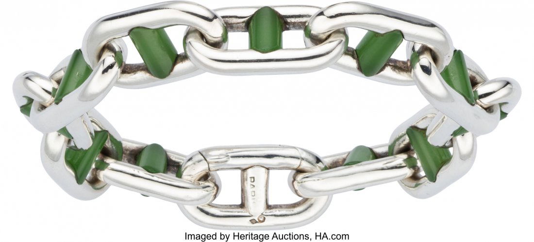Hermès Vintage Silver & Jade Anchor Link (1 of 1)
