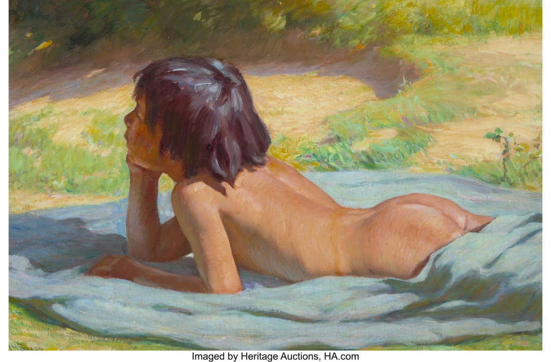 Joseph Henry Sharp (American, 1859-1953) Butterf: Joseph Henry Sharp (American, 1859-1953) Butterflies (Alberto, Taos Indian Boy), 1915 Oil on canvas 16 x 24 inches (40.6 x 61.0 cm) Signed lower left: JHSharp Titled on the reverse: Alberto, / Taos In