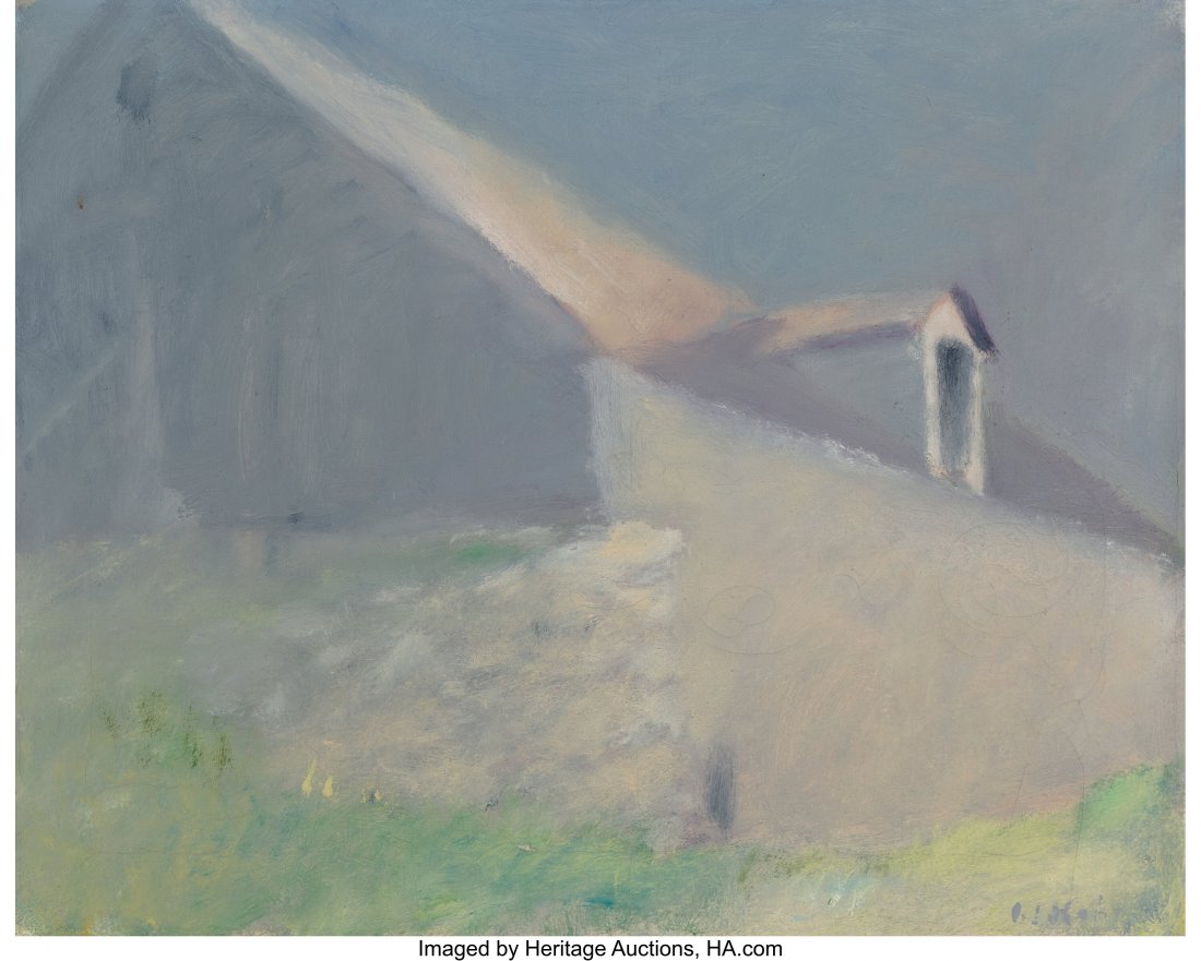 Wolf Kahn (American, 1927-2020) Barn at Dawn, 19: Wolf Kahn (American, 1927-2020) Barn at Dawn, 1970 Oil on canvas 17 x 22 inches (43.2 x 55.9 cm) Signed lower right: W Kahn Dated and titled on the stretcher: Barn At Dawn 1970 PROVENANCE: Private col
