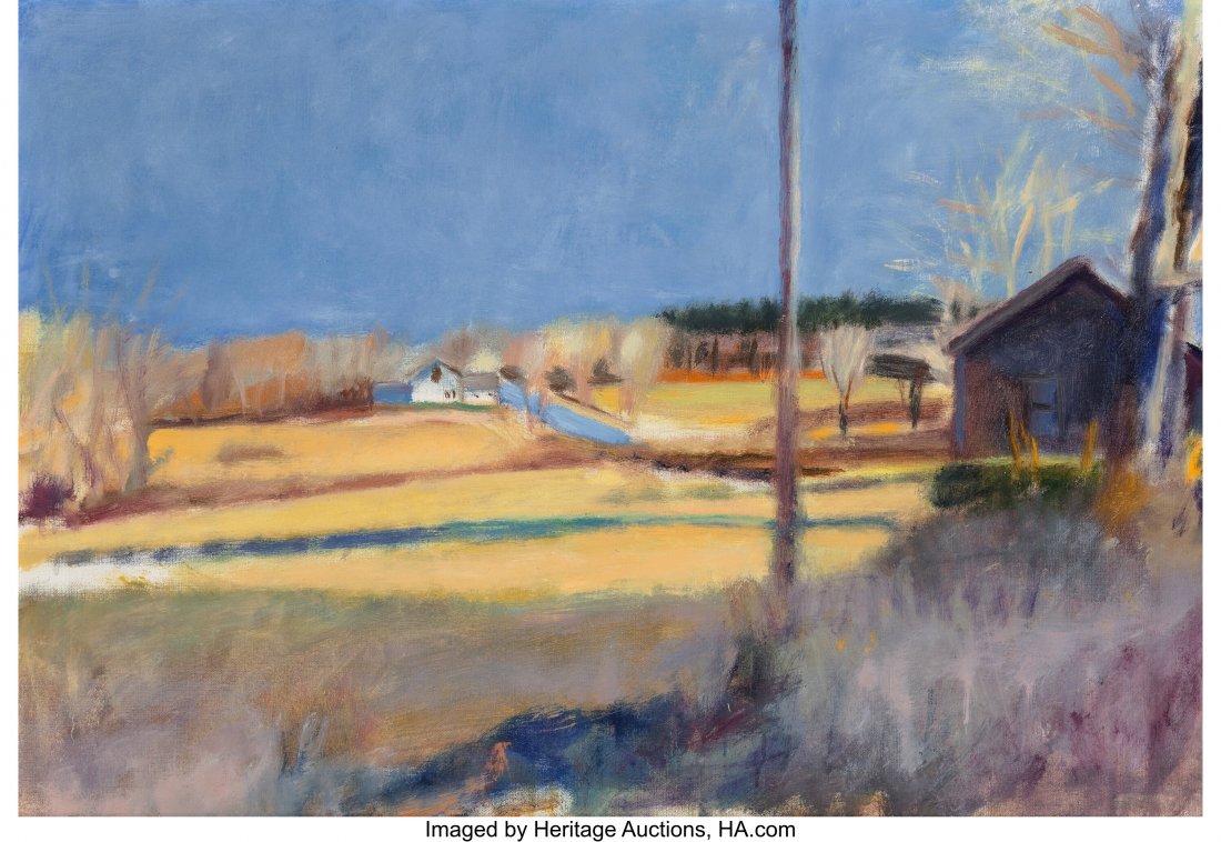 Wolf Kahn (American, 1927-2020) Vermont Landscap: Wolf Kahn (American, 1927-2020) Vermont Landscape in the California Style, 1979 Oil on canvas 22 x 23 inches (55.9 x 58.4 cm) Dated, titled, and inscribed on the reverse: Vermont Landscape in the Cali