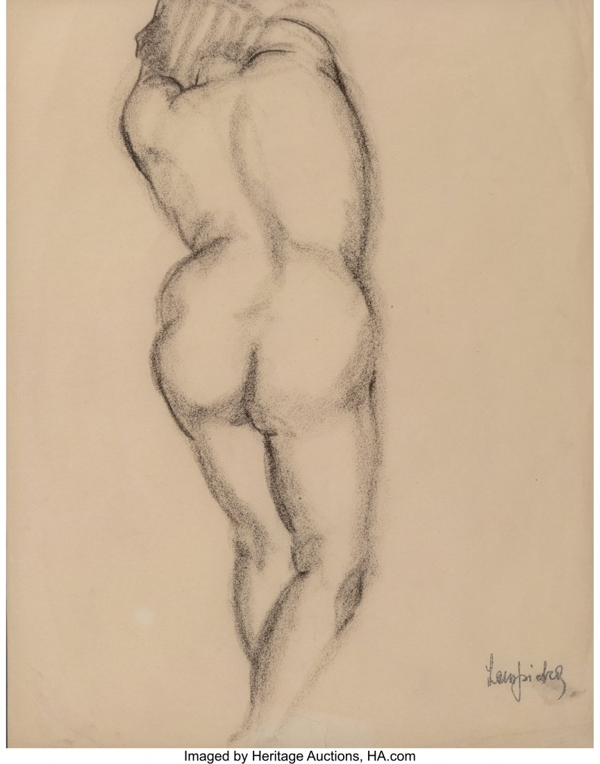 Tamara de Lempicka (1898-1980) Un nu de femme de: Tamara de Lempicka (1898-1980) Un nu de femme de dos Charcoal on paper 13-5/8 x 10-1/2 inches (34.6 x 26.7 cm) Stamped with signature lower right: Lempicka PROVENANCE: Estate of the artist; Private Am
