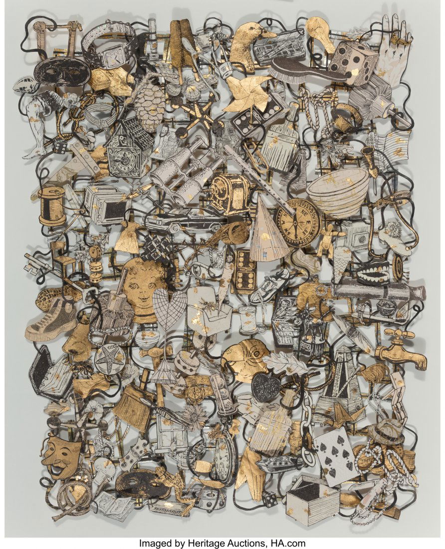 Jane Hammond (b. 1950) Loose Tapestry of Daily L: Jane Hammond (b. 1950) Loose Tapestry of Daily Life (Diamond Ring), 2016 Sumi ink and gold leaf on assorted archival papers 36 x 30 inches (91.4 x 76.2 cm) Signed and dated: Hammond 2016 PROPERTY FROM