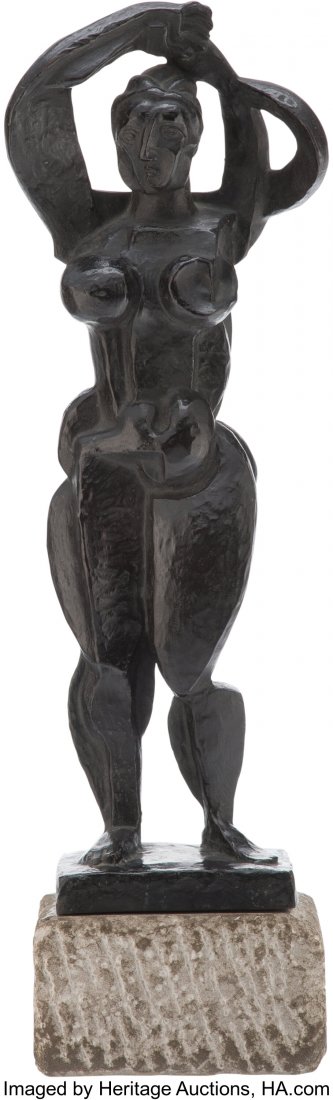 Abbott Pattison (1916-1999) Untitled (Female Nud: Abbott Pattison (1916-1999) Untitled (Female Nude) Bronze with green patina 22 x 5-1/2 x 4-1/2 inches (55.9 x 14 x 11.4 cm) (without the base) Incised with signature on the base of the sculpture: A Pa