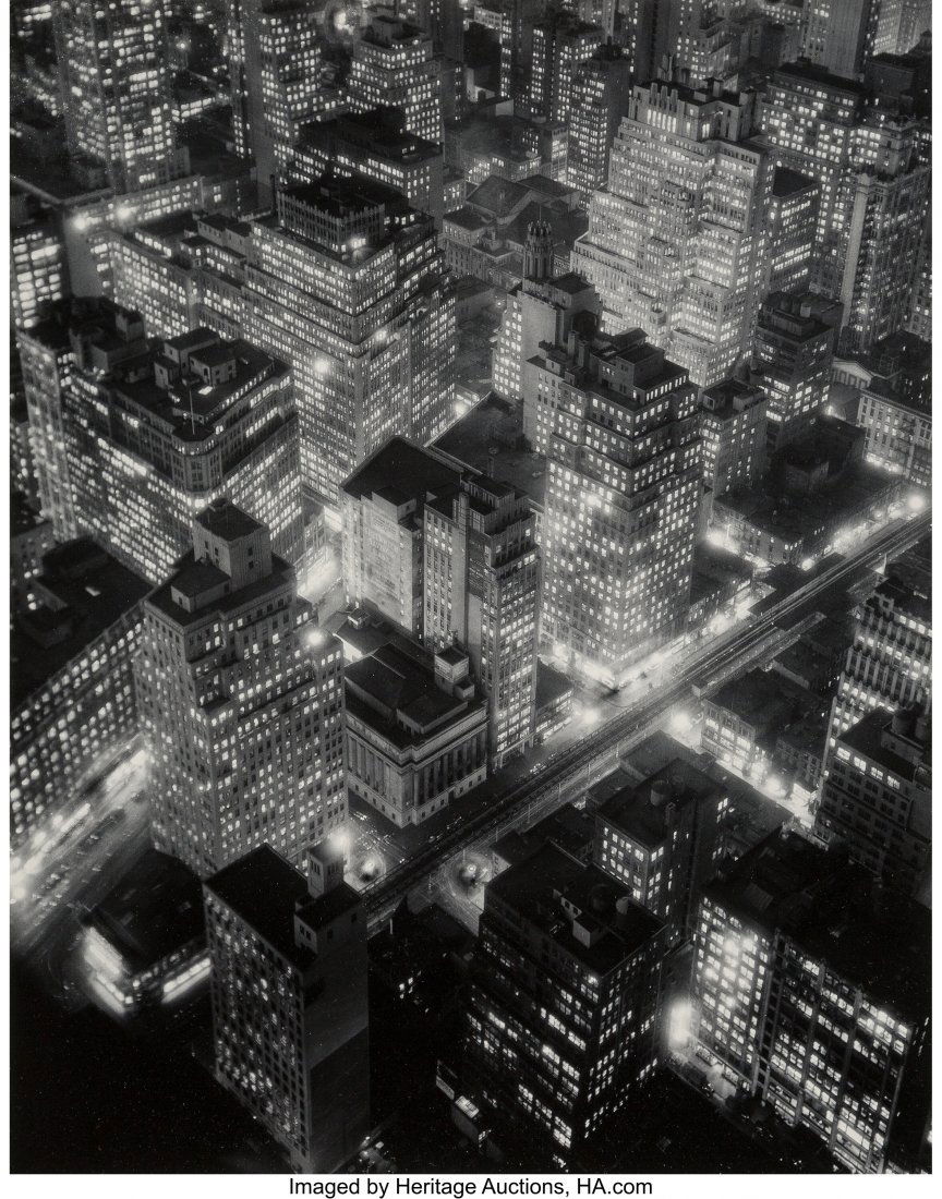 Berenice Abbott (American, 1898-1991) New York a: Berenice Abbott (American, 1898-1991) New York at Night, 1932 Gelatin silver, printed later 13-3/4 x 10-3/4 inches (34.9 x 27.3 cm) Signed in pencil, lower mount recto. HID03101062020 © 2020 Heri