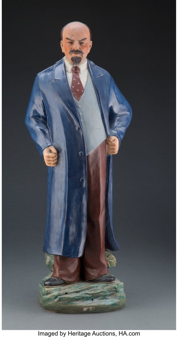 A Monumental Chinese Earthenware Vladimir Lenin: A Monumental Chinese Earthenware Vladimir Lenin Statue, 20th century Marks: Five-character mark 25-3/4 x 10-1/2 x 8 inches (65.4 x 26.7 x 20.3 cm) HID03101062020 © 2020 Heritage Auctions | All Ri