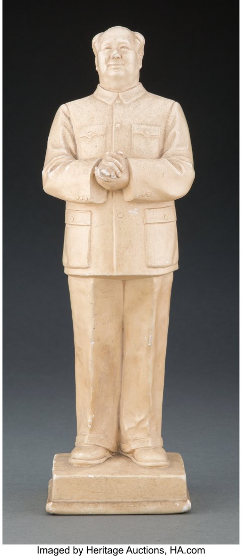 A Chinese Plaster Chairman Mao Figure, 20th cent: A Chinese Plaster Chairman Mao Figure, 20th century 13-3/4 inches (34.9 cm) HID03101062020 © 2020 Heritage Auctions | All Rights Reserved
