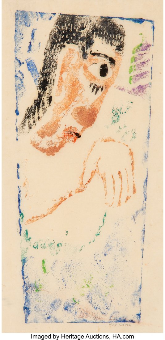Max Weber (American, 1881-1961) Large Primitive: Max Weber (American, 1881-1961) Large Primitive Head in Profile, circa 1920-1921 Linoleum cut in colors on paper 9-1/4 x 6-1/2 inches (23.5 x 16.5 cm) (sheet) Signed on the lower right: Max Weber Insc