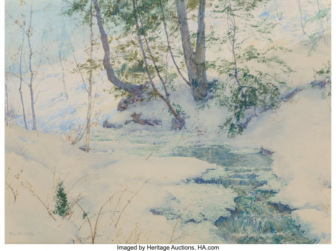 Walter Launt Palmer (American, 1854-1932) Snowy: Walter Launt Palmer (American, 1854-1932) Snowy brook Watercolor and pencil on paper 17 x 23 inches (43.2 x 58.4 cm) Signed lower left: W. L. Palmer Property from a Palm Beach Collection HID0310106202