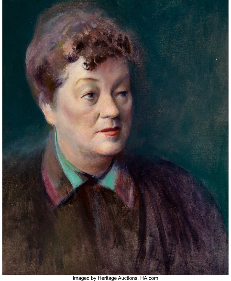 Guy Pène Du Bois (American, 1884-1958): Guy Pène Du Bois (American, 1884-1958) Portrait of a Woman Oil on canvas 20 x 16 inches (50.8 x 40.6 cm) PROVENANCE: Estate of the artist; James Graham and Sons, New York; Trinity International Aucti