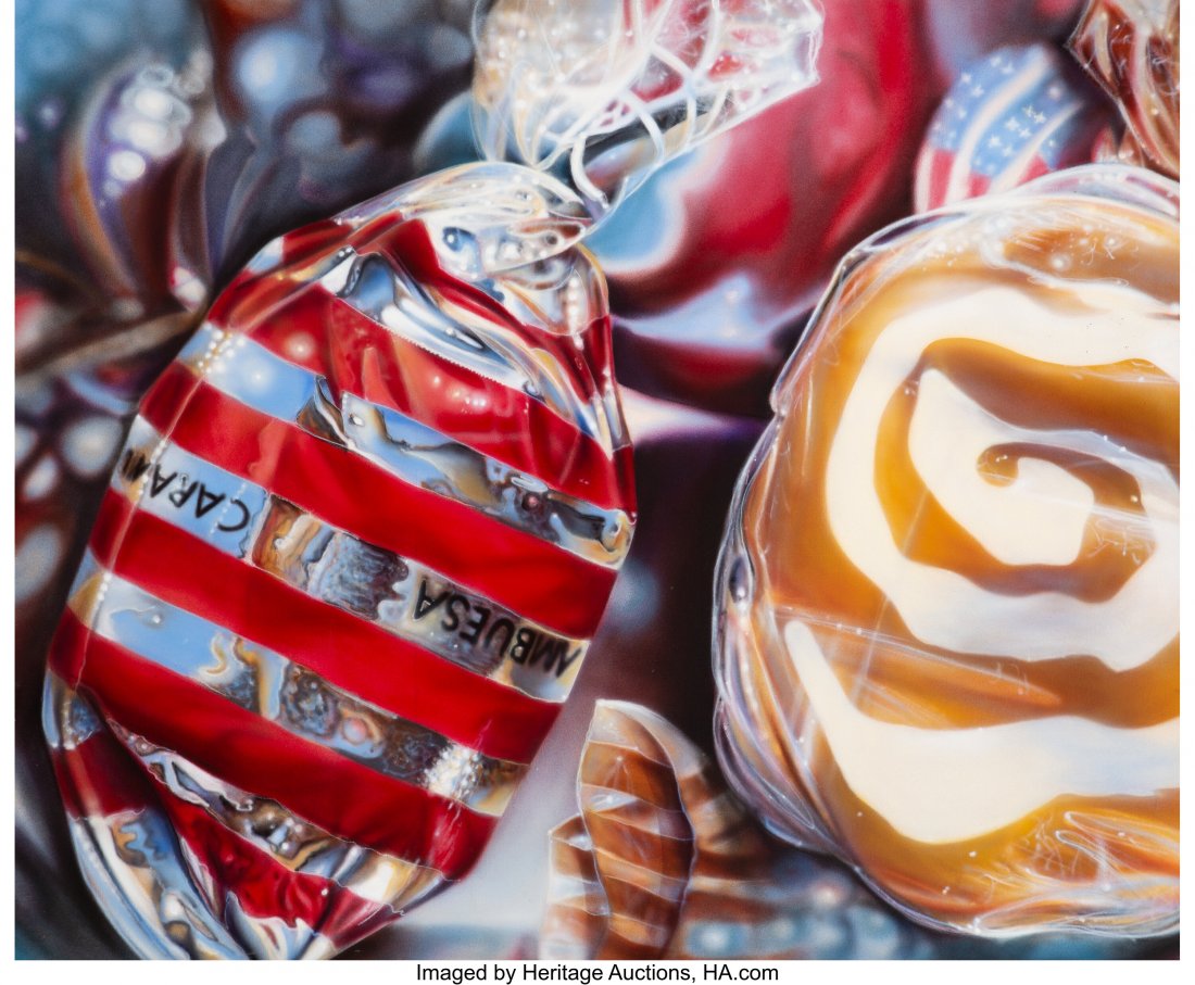 Peter Åström (Swedish, b. 1946) Wrapped Candy,: Peter Åström (Swedish, b. 1946) Wrapped Candy, 1975 Spray paint on canvas 48 x 58 inches (121.9 x 147.3 cm) Signed and dated on the reverse: Peter Åström 1975 Property from an Im