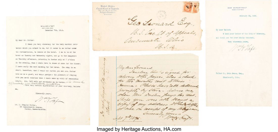 William H. Taft Autograph Letter Signed with Two (1 of 2)