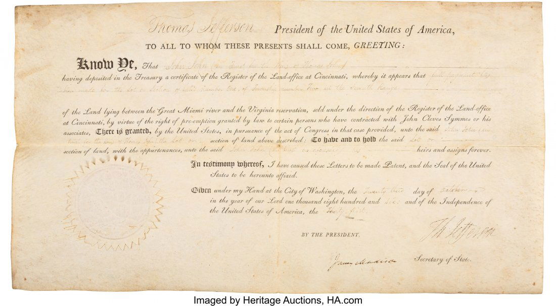 Thomas Jefferson and James Madison Land Grant Si (1 of 1)