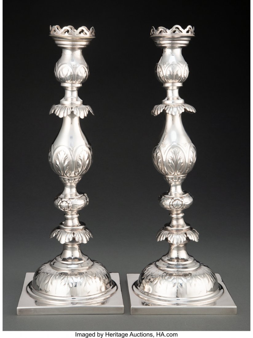 A Pair of Fraget Silver Plated Candlesticks, Pol (1 of 4)