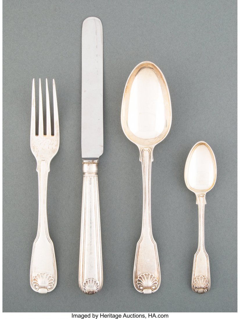 An Assembled Fifty-One Piece English Fiddle, Thr (1 of 3)