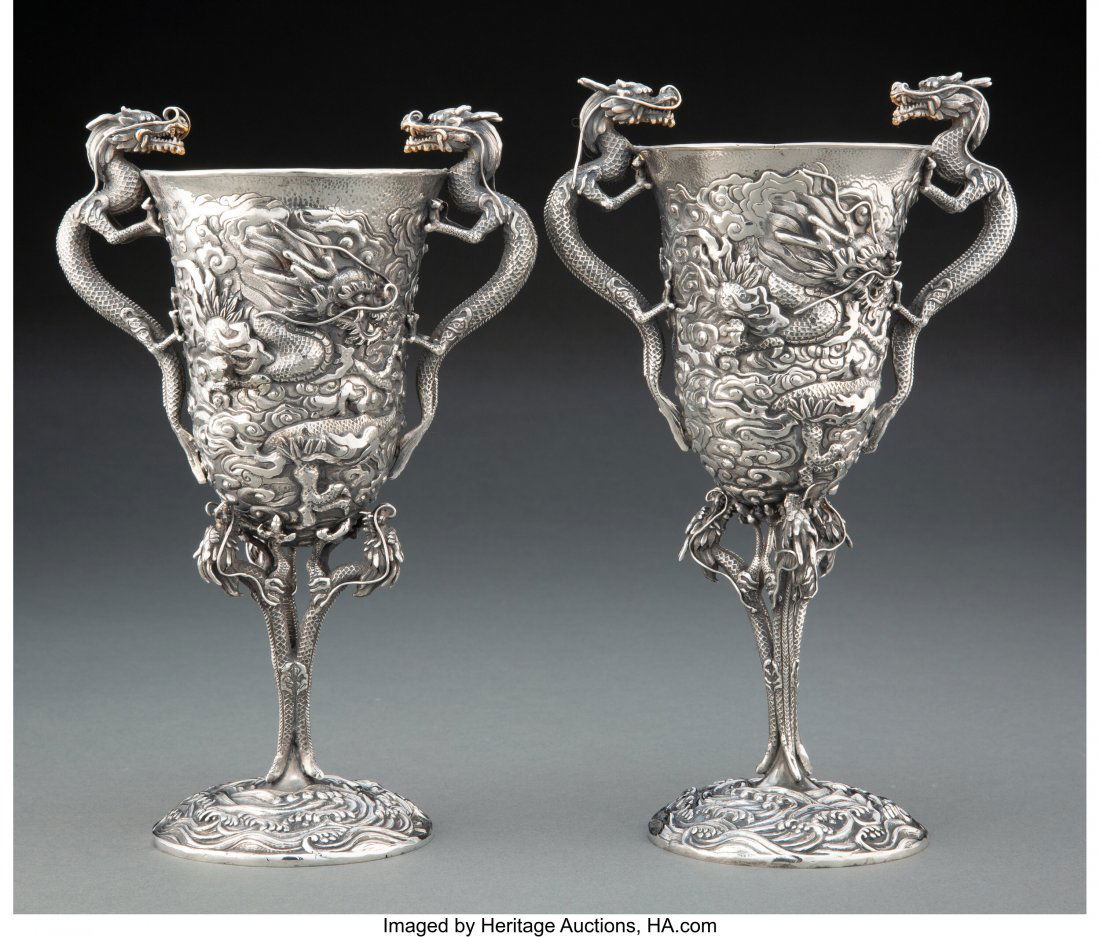 A Near Pair of Japanese Dragon-Form Partial Gilt (1 of 4)