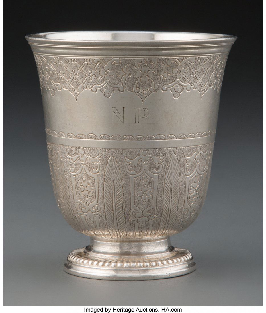 A French Silver Beaker, circa 1720 Marks: N.P., (1 of 6)
