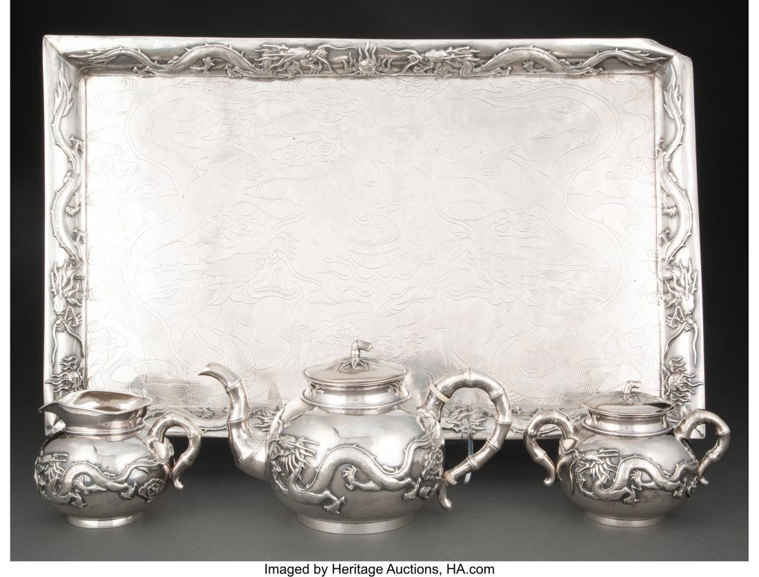 A Four-Piece Sheng Yuan Chinese Export Silve (1 of 3)