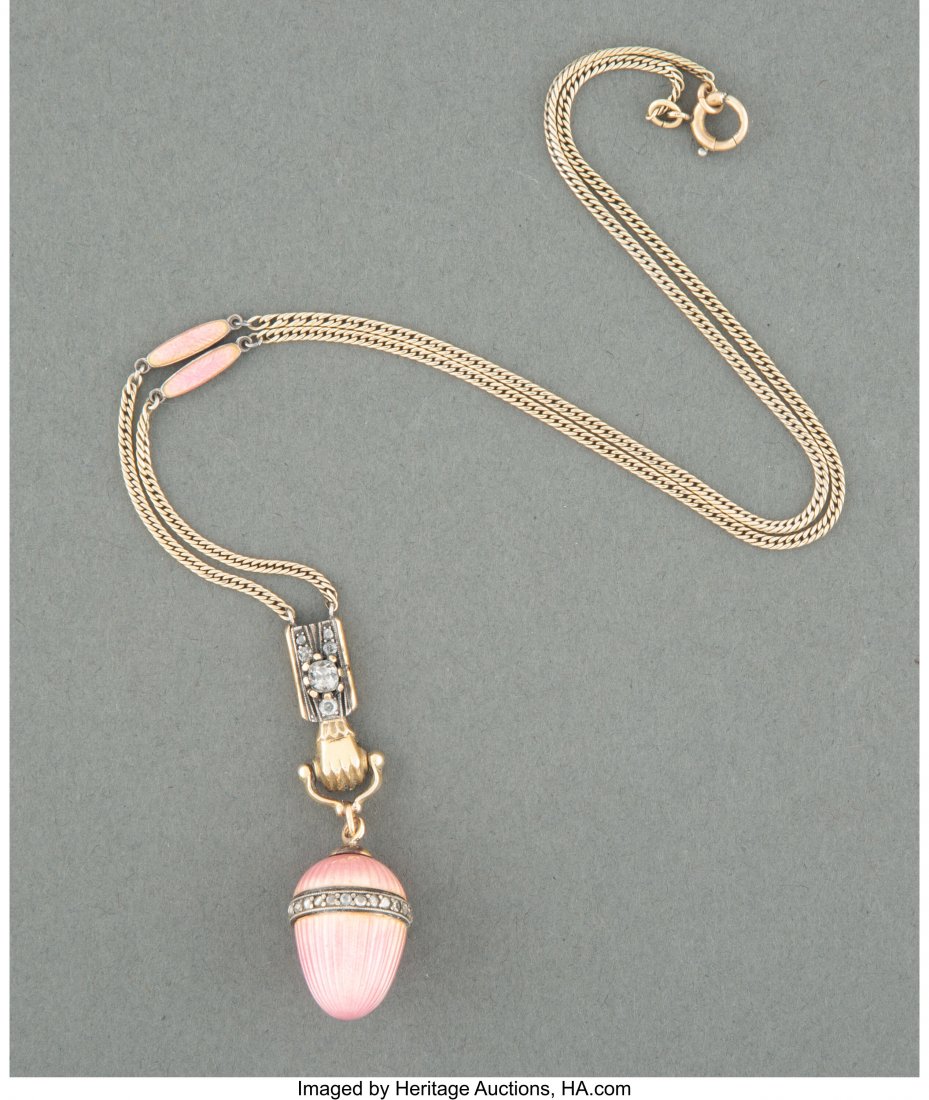 A Russian-Style Guilloché Enamel Egg Pendant Ne (1 of 3)