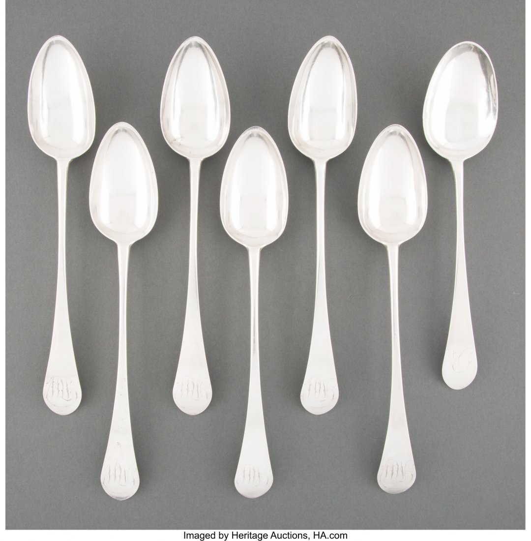 A Group of Seven Nathaniel Coleman Coin Silver T (1 of 3)