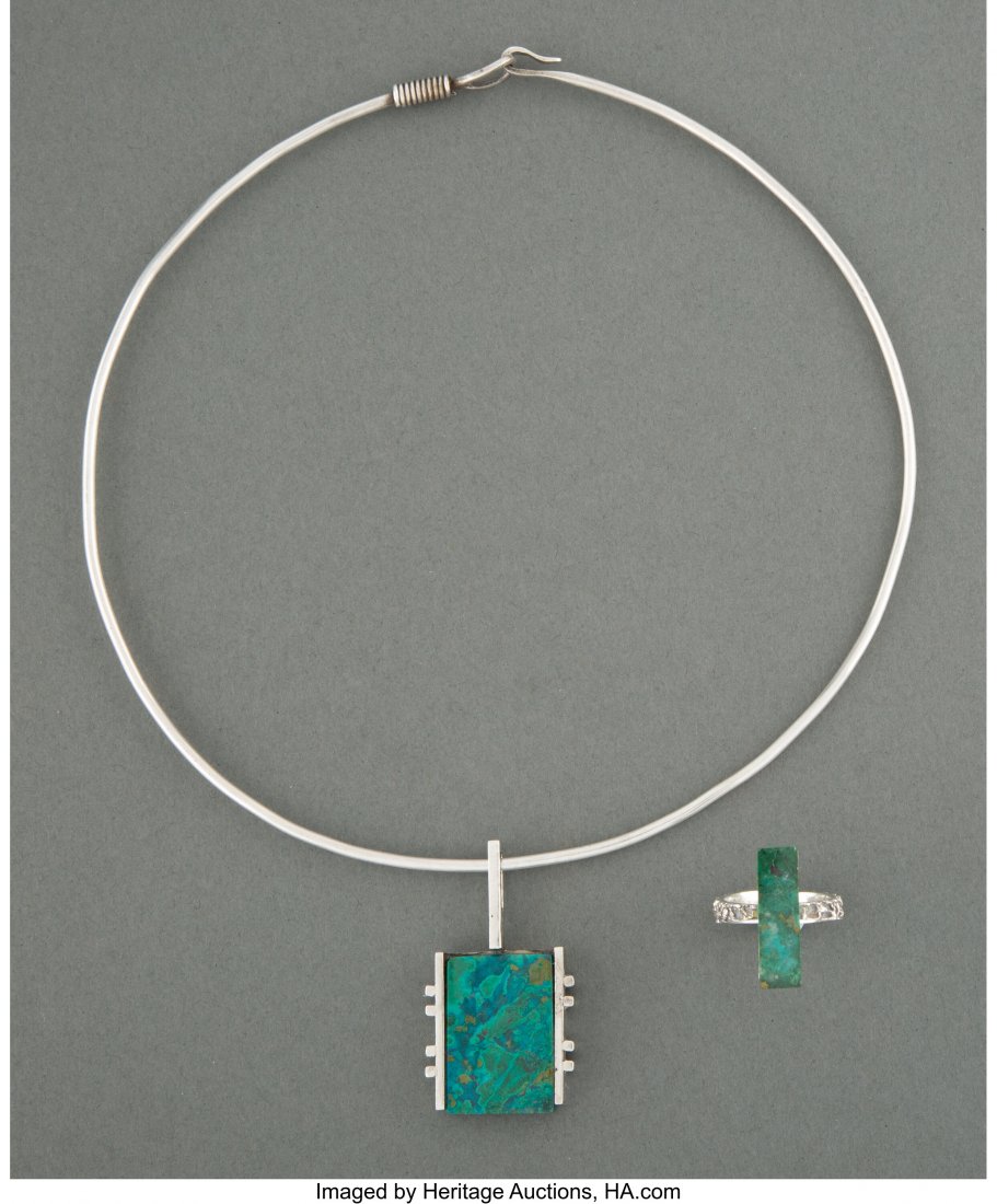 A Graziella Laffi Silver and Malachite Pendant N (1 of 3)