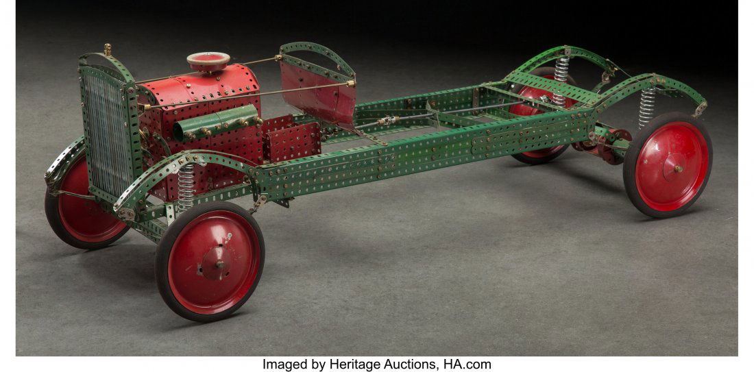 Meccano Motor Car Chassis, circa 1930 44 x 16 x (1 of 4)