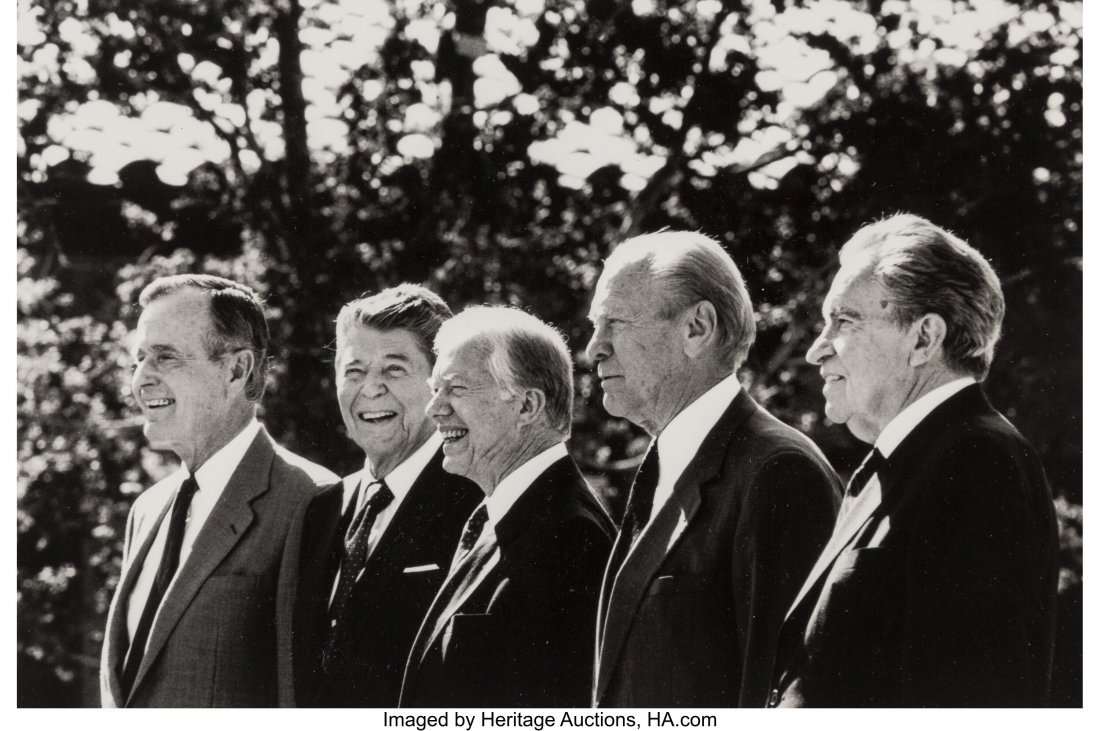 David Hume Kennerly (American, 1947) Presidents : David Hume Kennerly (American, 1947) Presidents Bush, Reagan, Carter, Ford, and Nixon, 1991 Gelatin silver 6 x 9 inches (15.2 x 22.9 cm) Signed and dated in ink, lower margin recto. Photographer's spe