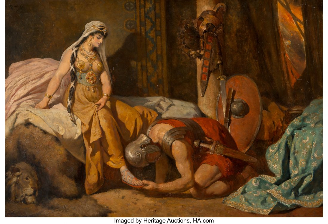 Joseph Léopold Ratinckx (Belgian, 1860-1937) Tr: Joseph Léopold Ratinckx (Belgian, 1860-1937) Tribute for the Queen of Sheba Oil on panel 25-1/2 x 37-3/4 inches (64.8 x 95.9 cm) Signed upper left: Jos. Ratinckx HID03101062020 © 2020 Heri
