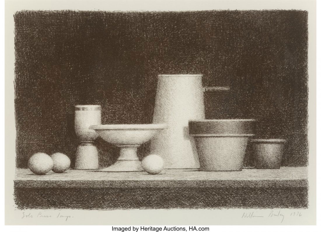 William H. Bailey (American, b. 1930) Untitled (: William H. Bailey (American, b. 1930) Untitled (Still Life) No. 4, 1976 Lithograph on paper 12 x 18 inches (30.5 x 45.7 cm) (image) From an edition of 100 Signed and dated in pencil lower right, annot